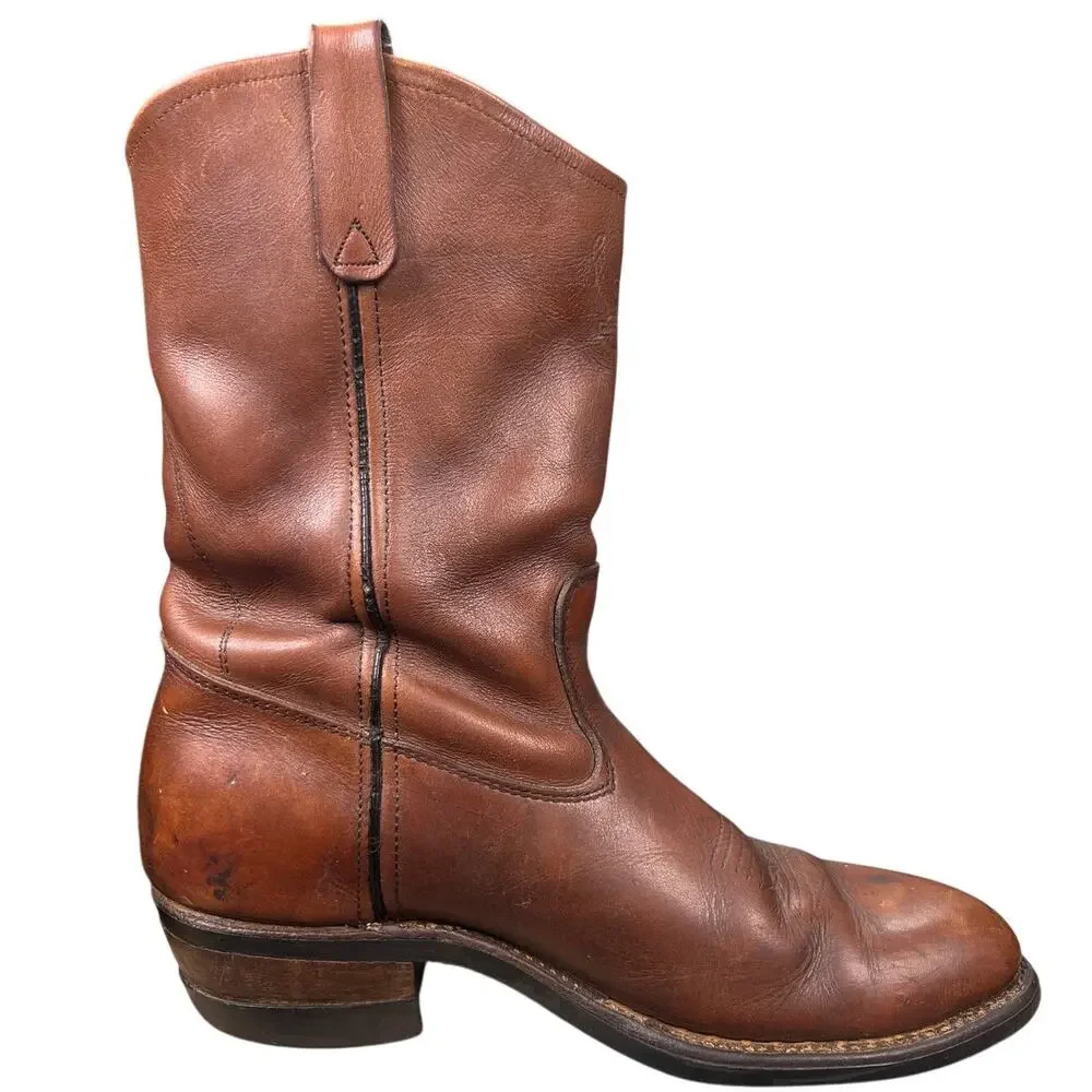 Vintage Unbranded Harley Davidson Brown Soft Toe Western Boots Size 9